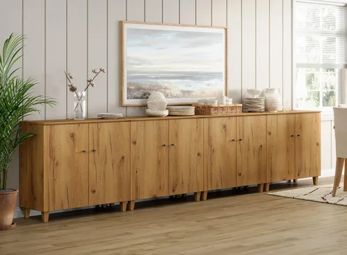Miniatura 20 de WAMPAT Aparadores de buffet, mesa consola de madera Credenza de 70.8 pulgadas de ancho con 4 puertas, armarios de almacenamiento 2 en 1 modernos