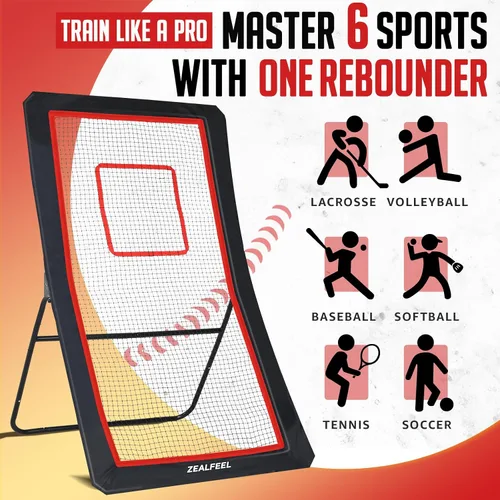 Miniatura 2 de ZEALFEEL Lacrosse Rebounder, 4x7FT/4x6FT Volleyball Rebounder for Backyard with 5 Rebound Angles, Target Strip, Lacrosse Rebound Net Perfect for Lax
