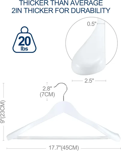 Miniatura 9 de HOUSE DAY Perchas de madera maciza de alta calidad para mujer, perchas de madera de hombro ancho, perchas para trajes con barra antideslizante