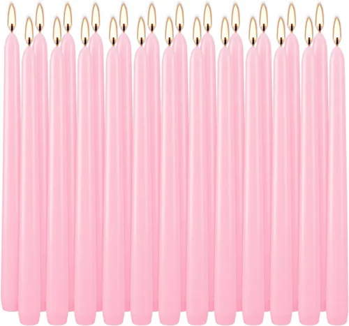 Miniatura 26 de Paquete de 14 velas cónicas rojas altas – Vela roja sin goteo de 10 pulgadas sin perfume – Cera de parafina con mechas de algodón – 8 horas