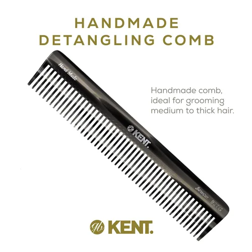 Miniatura 3 de Kent 92T - Peine desenredante de dientes anchos de grafito negro para cabello rizado, ondulado y grueso, ideal para usar en cabello mojado, suave