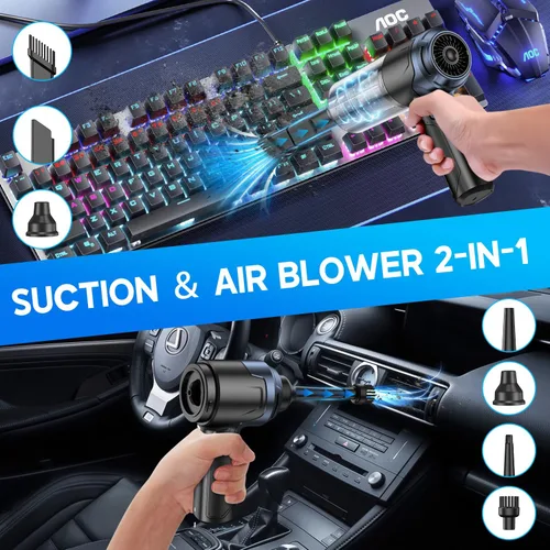 Miniatura 2 de JONYJ Aspiradora de mano para automóvil, aspiradora de mano de 16000 PA, portátil, inalámbrica, 2 en 1 plumero de aire y aspiradora con luz LED