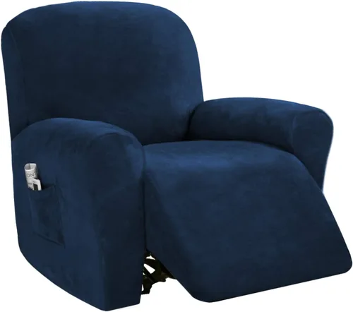 Miniatura 9 de PrinceDeco Funda para silla reclinable, fundas elásticas de terciopelo para sofá reclinable, estilo de 4 piezas, fundas para sillas reclinables