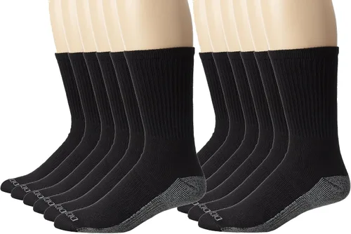 Dickies Dri-tech - Calcetines altos con control de humedad para hombre, paquete múltiple, color negro (12 pares), talla de zapato 6-12, Negro (12