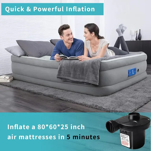 Miniatura 3 de Bomba de aire para inflables, bomba de colchón de aire eléctrica con 3 boquillas, inflador portátil de llenado rápido para barco inflable, camas