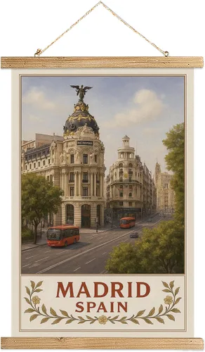 Miniatura 34 de Buenos Aires Argentina - Póster artístico de pared, impresión vintage de viaje con monumento a Obelisco, rollo colgante de lienzo de lino con marco