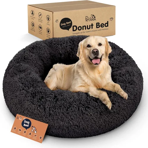 Miniatura 36 de Cama para perros con forma de dona, comodidad prémium para aliviar la ansiedad, diseño esponjoso y calmante con soporte ultra afelpado, acogedora