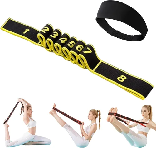 Miniatura 8 de Banda de resistencia de fitness para estiramiento y yoga, ejercicio de tirador de moda, bandas de resistencia de fitness con asas, banda