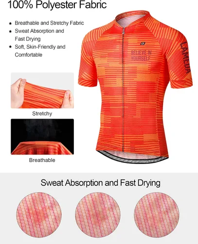 Miniatura 2 de Camiseta de ciclismo para hombre, transpirable, ligera, manga corta, elástica, con cremallera completa