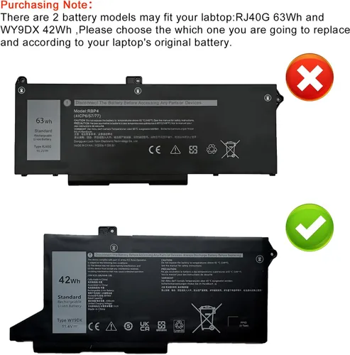 Miniatura 7 de ASODI Batería WY9DX de 42 Wh para portátil de 3 celdas compatible con Dell Latitude 5420 5520 Precision 15 3560 Dell P137G P137G001 P104F P104F001