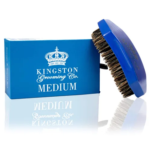 Miniatura 3 de Kingston Grooming Co. Cepillo de onda media para hombres 360, cepillo de pelo de cerdas de jabalí para hombre, perfecto para cabello, barbas u Azul