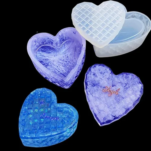 Miniatura 6 de Moldes de resina para caja de corazón, moldes de caja de silicona, moldes de caja de joyería con tapa, molde de caja de almacenamiento, moldes