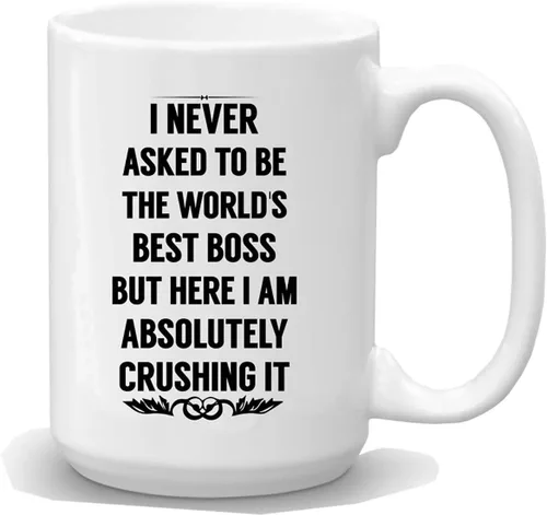 Miniatura 8 de BLUE RIBBON Nunca pedí ser el mejor jefe del mundo Taza de café - Regalos para hombres, mujeres - Idea de regalo de 11 oz