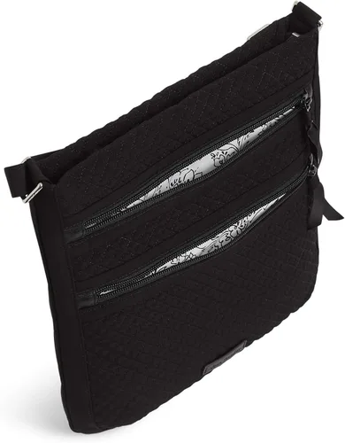Miniatura 5 de Vera Bradley Bolso cruzado hipster de microfibra con triple cremallera para mujer, Negro clásico