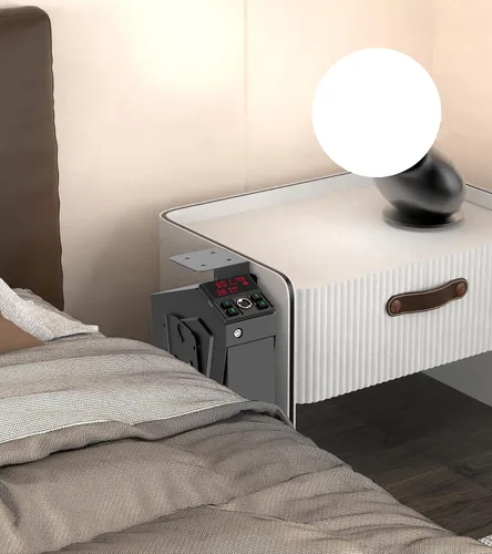 Miniatura 5 de Caja fuerte para pistolas de montaje rápido en mesita de noche, caja fuerte inteligente para pistola con tapa de apertura automática, bloqueo