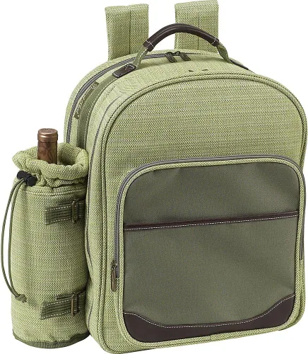 Miniatura 2 de Picnic at Ascot - Mochila de picnic para 4 personas con refrigerador y soporte aislado para vino - Tweed oliva oliva (Olive Tweed)