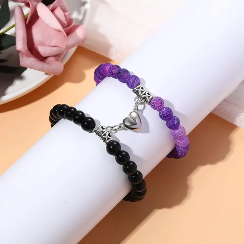 Miniatura 5 de Pulseras magnéticas para parejas, pulseras de amor, pulseras de cuentas naturales a distancia, regalos para el día de San Valentín