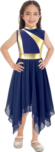 Miniatura 13 de CHICTRY Vestido de baile lírico sin mangas asimétrico para niñas, disfraz de adoración litúrgica contemporánea