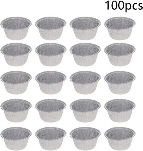 Miniatura 3 de Othmro Recipientes de alimentos de papel de aluminio de 3.2 x 1.5 pulgadas (DiaxH), bandejas desechables para llevar, 100 sartenes redondas de papel
