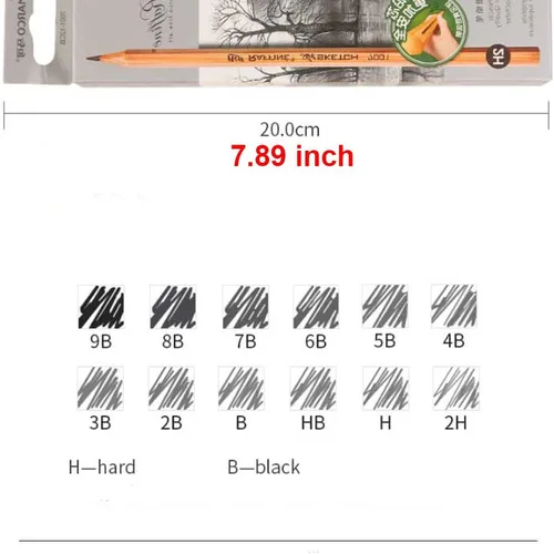 Miniatura 6 de Premium Artist Log lápiz de madera 12 PCS (5B)