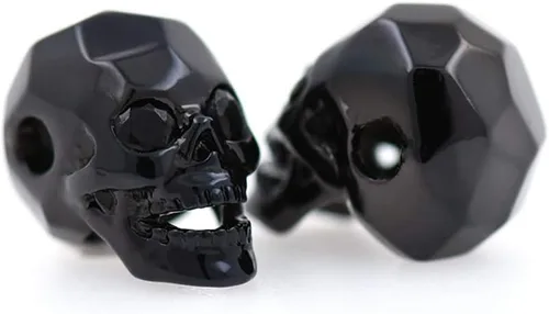 Miniatura 7 de Dijes de cuentas de cabeza de calavera para hombre, pulsera original, fabricación de joyas, 0.315 x 0.512 in (10 unidades, plateado)