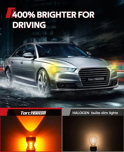 Miniatura 4 de Torchbeam 3157 - Bombillas LED, luces de señal de giro LED amarillas ámbar, 400% más brillantes 3156 3057 3457 4157, bombilla LED con proyector