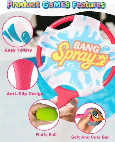 Miniatura 6 de Juego de pelota de remo de agua con 2 bolas flotantes de animales y 2 bolas flotantes, juego de pelota de remo de playa para niños y adultos