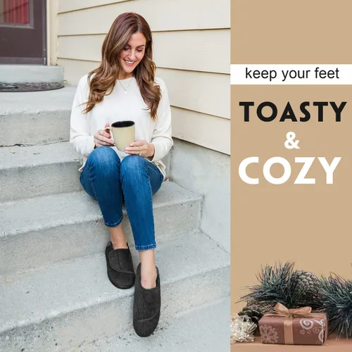 Miniatura 2 de LongBay Womens Furry Memory Foam Diabetic Slippers Comfy Cozy Arthritis Edema House Shoes