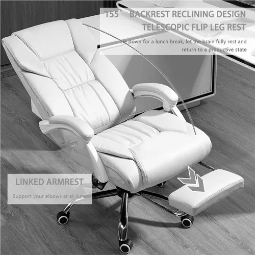 Miniatura 3 de Ergonomic Executive Leather Chairs with Footrest Lumbar Support Comfortable High Back Office Chair for Long Sitting Computer Home Bedroom Black