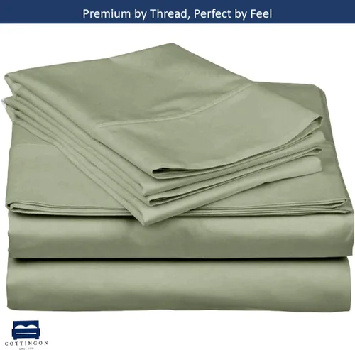 Miniatura 7 de Cottingon Juego de Sábanas Split King para Cama Ajustable, Sábanas de Cama 100% Algodón Egipcio, Incluye 2 Sábanas Bajeras Twin XL de 39X80 Salvia