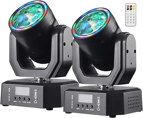 Miniatura 10 de Mini luz de cabeza móvil, 30 W, luces LED compactas para escenario, haz de cabeza móvil con efectos de halo, control remoto/DMX512/control de sonido