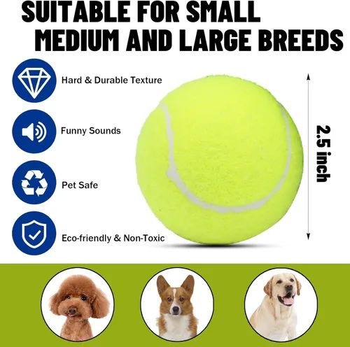 Miniatura 2 de Magicorange Pelotas de tenis para perros, paquete de 90 pelotas de 6.35 cm con sonido para ejercicio de búsqueda, pelota de goma natural