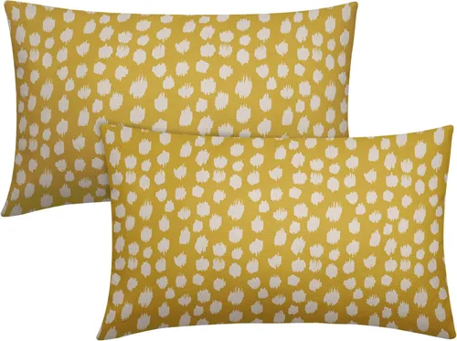 Miniatura 114 de Fundas de almohada marrón y blancas de 18 x 18 pulgadas, juego de 2 almohadas boho grises con lunares, fundas de almohada modernas estampadas