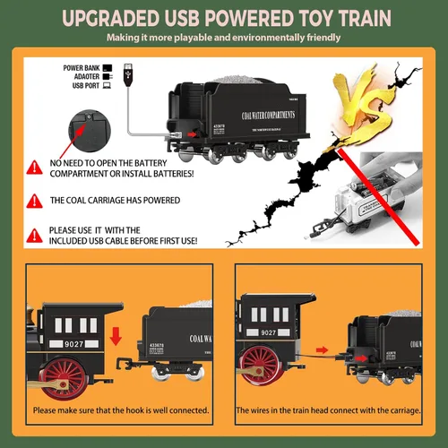 Miniatura 3 de Juego de tren para niños con control remoto, juguetes de tren con locomotora de vapor, tanque de combustible y pistas de lujo, trenes eléctricos