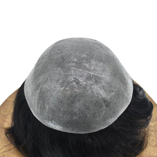 Miniatura 5 de Pieza de pelo para hombres Toupee sistema de reemplazo de cabello humano real, unidad de cabello humano ultrafino, postizo para hombre, protesis #1