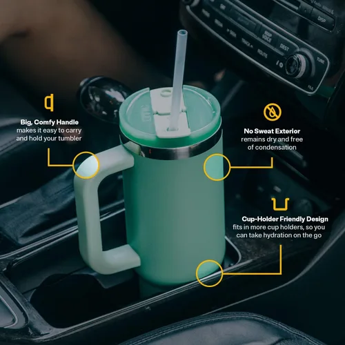 Miniatura 5 de RTIC Vaso Tumbler de Viaje por Carretera de 30 oz con Doble Pared Revestido de Cerámica Aislado Taza Portátil de Café de Viaje de Acero Inoxidable
