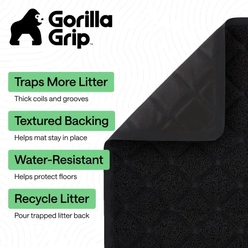 Miniatura 2 de Gorilla Grip - Tapete para atrapar la arena del arenero de gatos, 100% impermeable, fácil de limpiar, respaldo texturizado, suelos más limpios, se