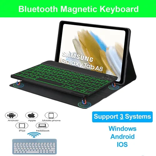 Miniatura 4 de Funda con teclado para Samsung Galaxy Tab A11 Plus / A9 Plus de 11 pulgadas, con retroiluminación Bluetooth A9+ con soporte para bolígrafo S