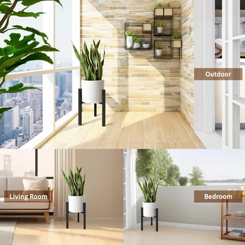 Miniatura 6 de Soporte ajustable para plantas de interior, soportes de metal negro para exteriores, soporte moderno de mediados de siglo, apto para macetas grandes