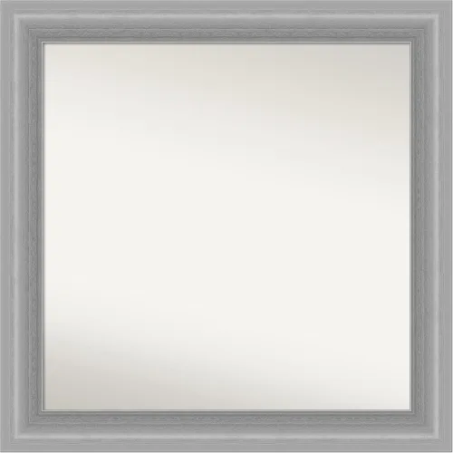 Miniatura 532 de Amanti Art Espejo de baño plateado para sobre el fregadero, 24 x 24 pulgadas, espejo cuadrado de peltre forjado a medida, marco de madera casual