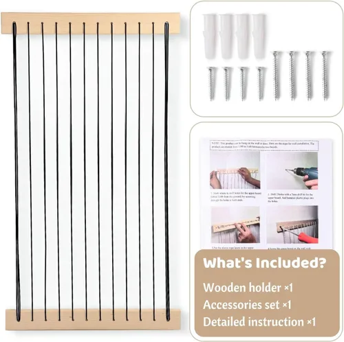 Miniatura 8 de Organizador de madera para almacenamiento de animales de peluche, para habitación de niños, lindo y duradero para pared o puerta, longitud Negro