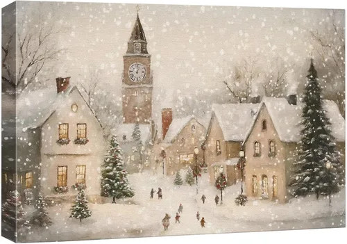 Miniatura 19 de wall26 Lienzo Impreso Arte de Pared Papá Noel Árbol de Navidad Chimenea Celebraciones y Fiestas Ilustración Decorativa Arte Moderno Escénico