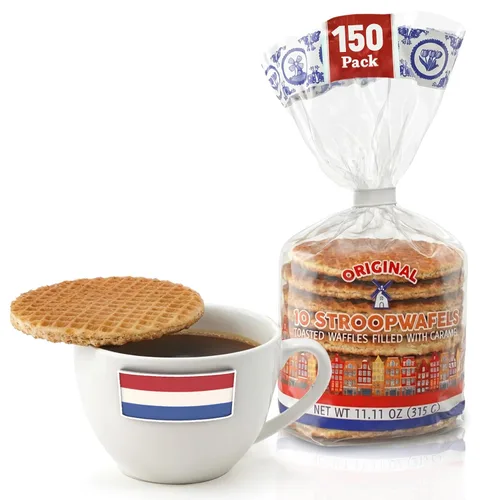 Miniatura 8 de Le Chic Patissier 30 Stroopwafels de caramelo y vainilla tostados suaves paquete de 3 (11.11 onzas cada uno) Receta original de gofres de caramelo