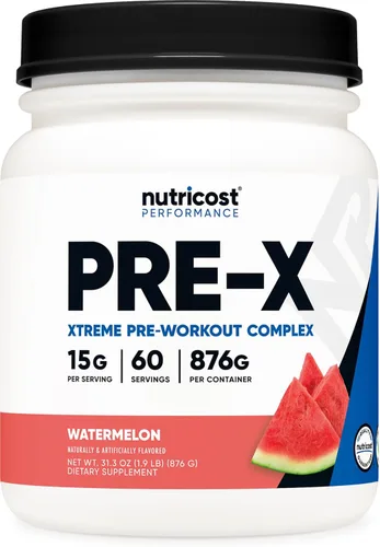 Miniatura 9 de Nutricost Pre-X, Complejo de polvo para pre-entrenamiento extremo, uva, 30 porciones, vegetariano, sin OMG y sin gluten