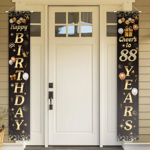Miniatura 13 de Cartel de Feliz cumpleaños para la puerta, color negro