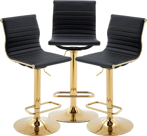 Miniatura 23 de chairus Juego de 2 taburetes de bar giratorios modernos, taburetes de bar ajustables con altura de mostrador, taburetes de piel sintética sin brazos