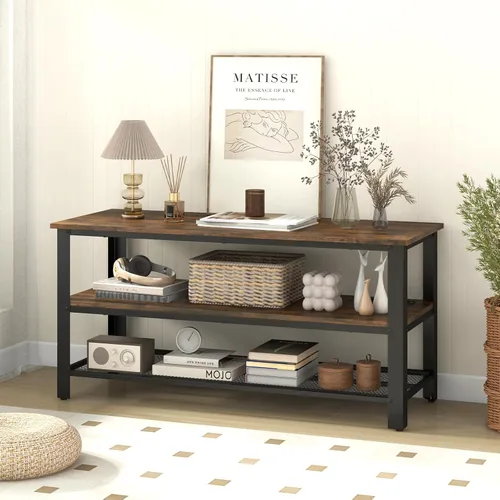 Miniatura 2 de Giantex Soporte de TV para TV de hasta 50 pulgadas, gabinete de TV industrial de madera de 43.5 pulgadas con estantes de almacenamiento de 3