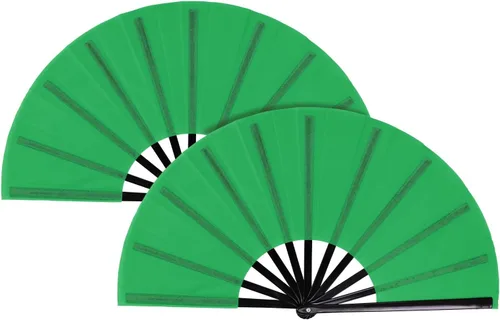 Miniatura 15 de Nydotd Paquete de 2 ventiladores plegables de mano para fanáticos rave, tela de nailon plegable para hombres y mujeres, línea de actuación, danza
