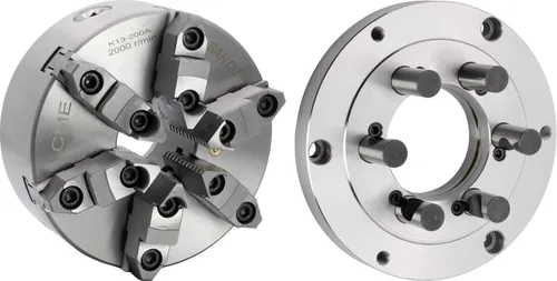 Miniatura 8 de CME Portabrocas de torno autocentrante de 3 mandíbulas de 8 pulgadas con placa de respaldo Camlock D1-5, mordazas reversibles de dos piezas