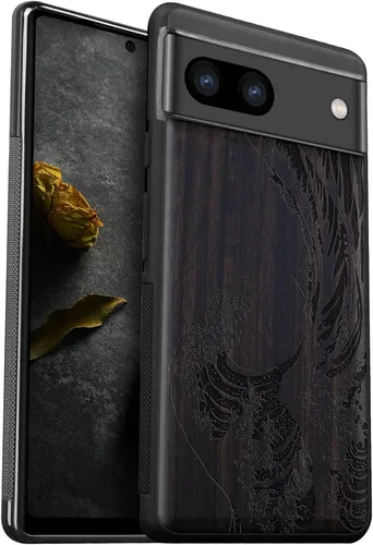 Miniatura 13 de Carveit Funda de madera para Pixel 8a - Madera natural y negro suave TPU a prueba de golpes - Funda de madera única compatible con Google Pixel 8a